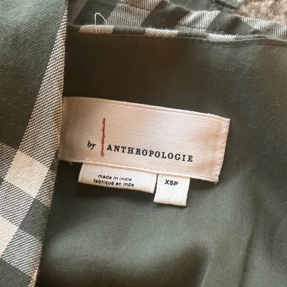 Anthropologie Green and White Plaid Garment - Picture 2 of 5